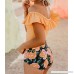 Floral High Waisted Swimsuit Bikini for Women Push Up High Waisted Floral Ruffle Off Shoulder Crop Top Swimsuit Bathing Suit Yellow B07MFFGMRS